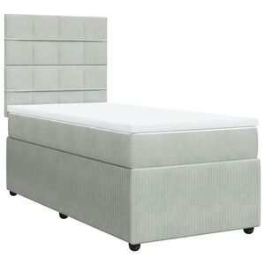 vidaXL Boxspring met matras fluweel lichtgrijs 80x200 cm