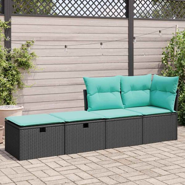 vidaXL 2-delige Loungeset met kussens poly rattan acacia zwart