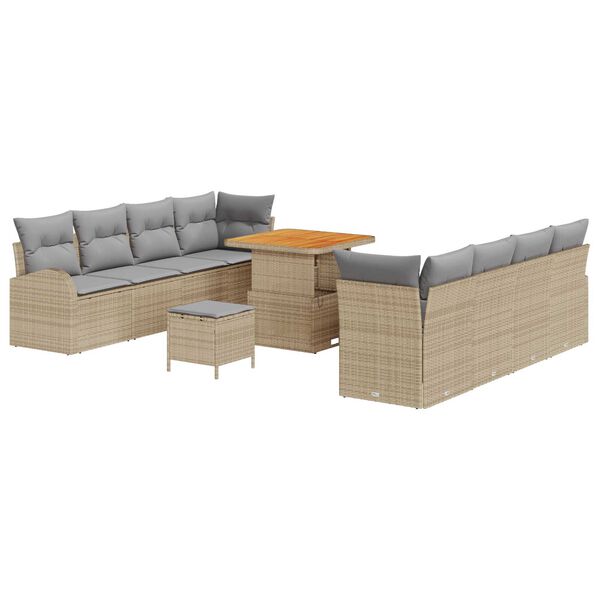 vidaXL Tuin Sofa Set met kussen met opslag 11 pcs Beige en Licht Grijs