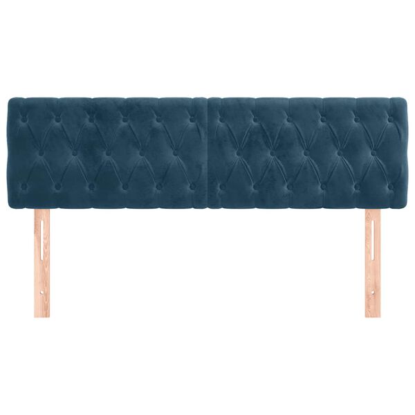 vidaXL Hoofdborden 160x7x78/88 cm fluweel donkerblauw