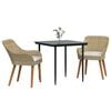 vidaXL Tuin eettafelset met kussen 3 pcs Beige poly rattan