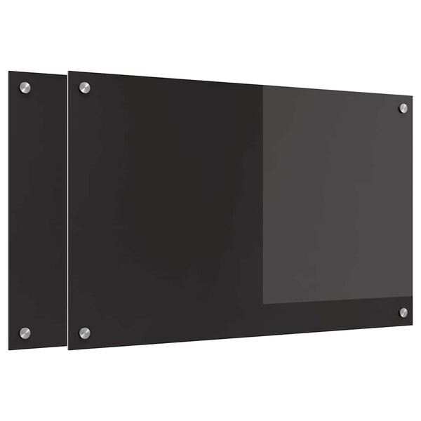 vidaXL Keuken Achterwand 2 pcs Zwart 80 x 50 cm gehard glas