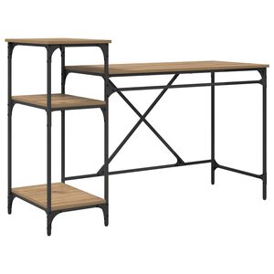 vidaXL Bureau Artisan Eiken 135 x 50 x 90 cm Bewerkt hout