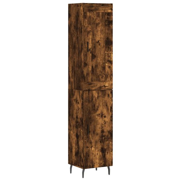 vidaXL Hoge kast 34,5x34x180 cm bewerkt hout gerookt eikenkleurig