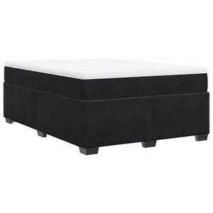 vidaXL Boxspring met matras fluweel zwart 160x200 cm