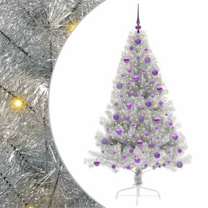 vidaXL Kunstmatig Voorverlicht Kerstboom met 300 LED Zilver 180 cm PET