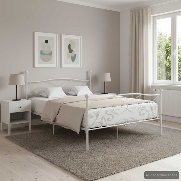 vidaXL Bedframe met lattenbodem metaal wit 200x200 cm