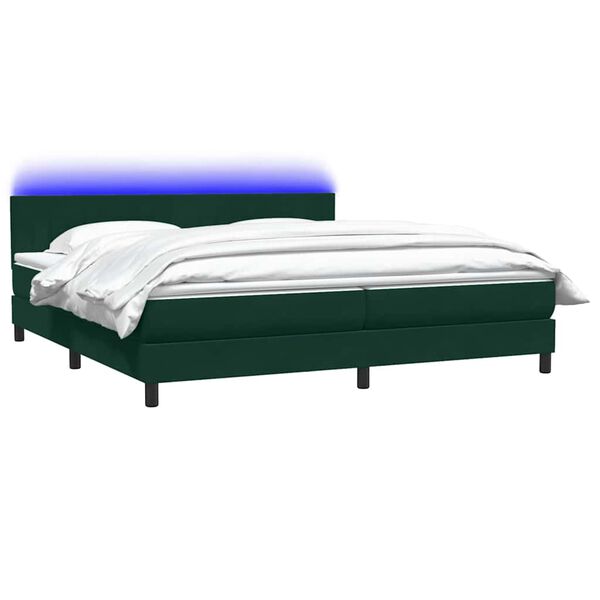 vidaXL Boxspring met matras en LED fluweel donkergroen 200x210 cm