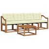vidaXL Buiten bankenset met kussen 5 pcs Natuurlijk en Cr&egrave;me