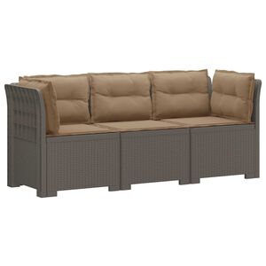 vidaXL 3-zits tuinbank met kussens in rattanlook PP Lichtgrijs