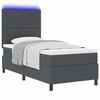 vidaXL LED Box Spring Bed Donkergrijs en Wit 90 x 190 cm Katoen Stof