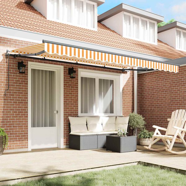 vidaXL Inklapbaar Zonnescherm Geel 350 x 200 cm Stof