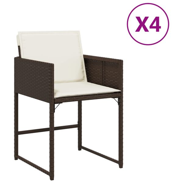 vidaXL Tuinstoelen 4 st met kussens poly rattan bruin