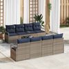 vidaXL Bankstel met kussen 7 pcs Grijs en Blauw poly rattan