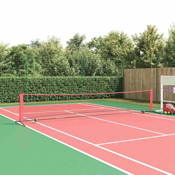 vidaXL Tennisnet Zwart en Rood 494,5 x 90 x 87 cm Polyester