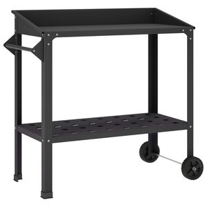 vidaXL Pottafel met Wielen 96 x 50 x 89 cm Koudgewalst staal Zwart