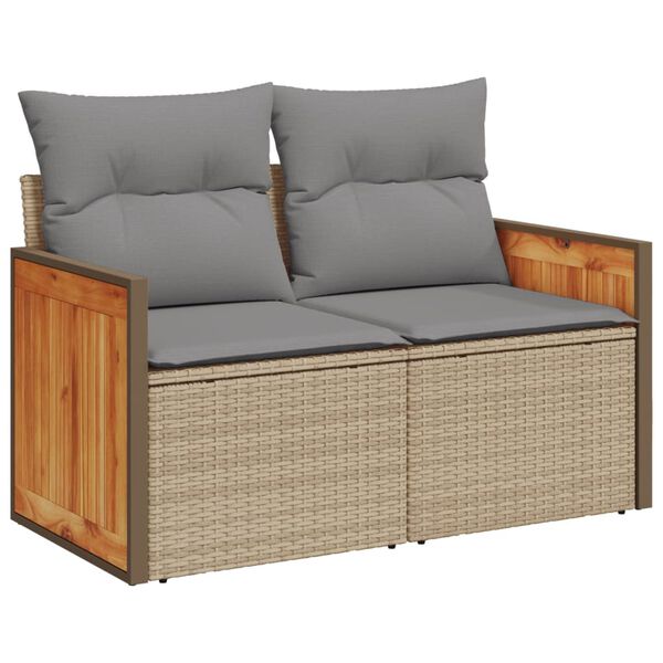 vidaXL 12-delige Loungeset met kussens poly rattan beige