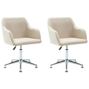 vidaXL Eetkamerstoelen 2 st draaibaar stof cr&egrave;mekleurig