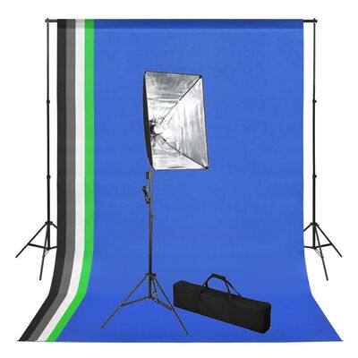 vidaXL Fotostudioset met achtergrond en softboxlamp