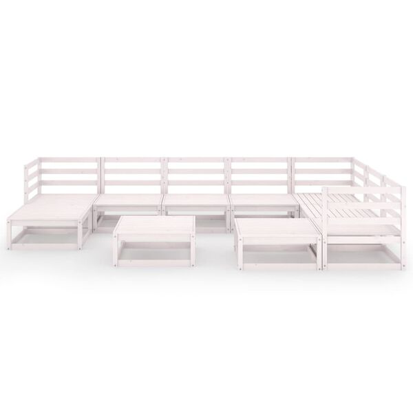 vidaXL 10-delige Loungeset massief grenenhout wit
