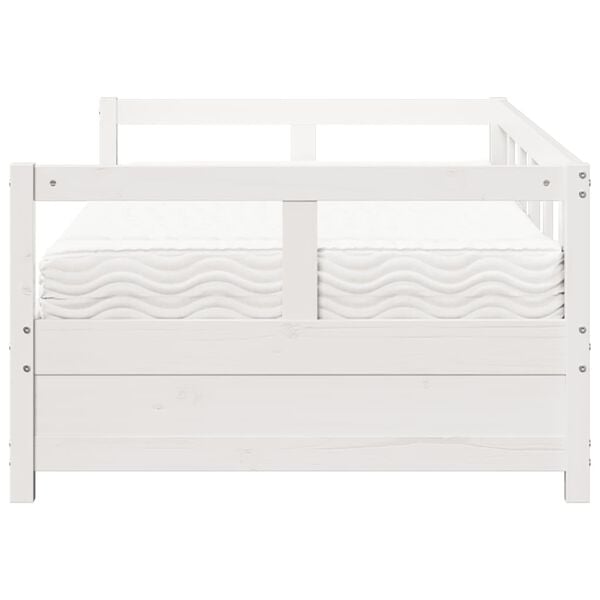vidaXL Slaapbank met matras 90x200 cm massief grenenhout wit