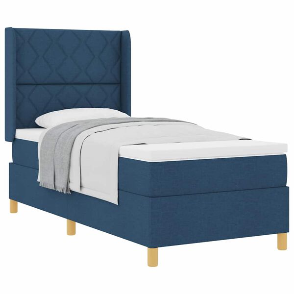 vidaXL Boxspringbed met matras met hoofdeinde Blauw 90 x 190 cm Stof