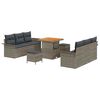 vidaXL Tuin Sofa Set met kussen met opslag 9 pcs Grijs