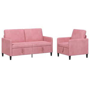 vidaXL Bankenset met opbergruimte 2 st Roze Polyester