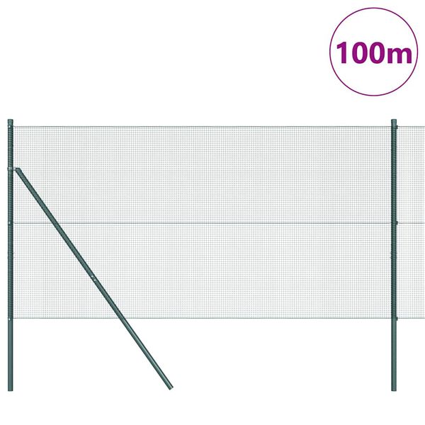 vidaXL Afrasteringspaal Groen 100 x 1 m (12 x 12 mm gaas) Staal en PVC
