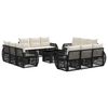 vidaXL Tuinbankenset 13 st Zwart en Cream Wit poly rattan