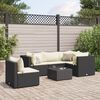 vidaXL 6-delige Loungeset met kussens poly rattan zwart