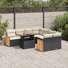 vidaXL 9-delige Loungeset met kussens poly rattan acacia zwart