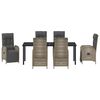 vidaXL Tuin eettafelset met kussen 7 pcs Grijs poly rattan