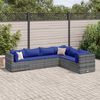 vidaXL 6-delige Loungeset met kussens poly rattan grijs