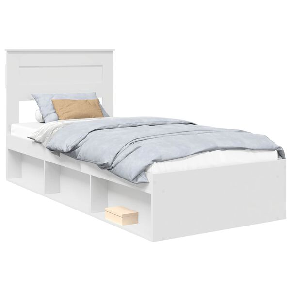 vidaXL Bedframe met hoofdeinde Wit 90 x 200 cm Massief grenenhout