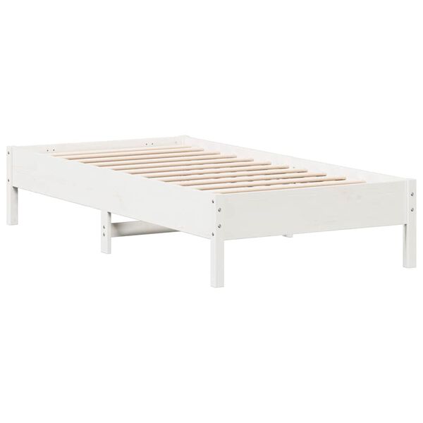 vidaXL Bedframe zonder matras massief grenenhout wit 75x190 cm