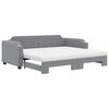 vidaXL Slaapbank onderschuifbed matrassen 100x200 cm stof lichtgrijs