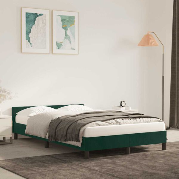 vidaXL Bedframe zonder matras 120x190 cm fluweel donkergroen
