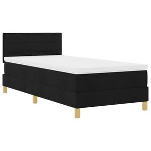 vidaXL LED Box Spring Bed met hoofdeinde Zwart 90 x 200 cm Stof