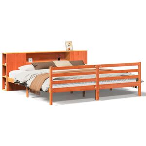 vidaXL Bed met boekenkast zonder matras grenenhout wasbruin 180x200 cm