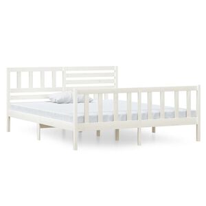 vidaXL Bedframe massief hout wit 140x190 cm