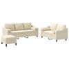 vidaXL 3-delige Loungeset met kussens stof crèmekleurig