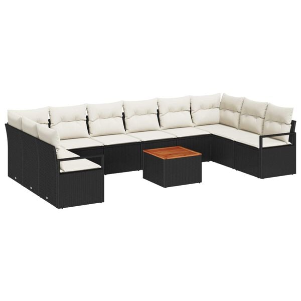 vidaXL Tuin Sofa Set 11 pcs Zwart en wit