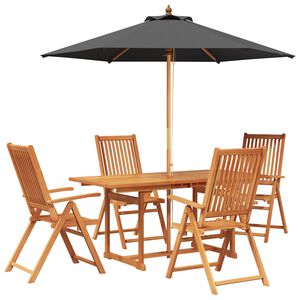 vidaXL Buiten Eetset met Parasol 6 st Anthraciet en Natuurlijk