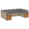 vidaXL 9-delige Loungeset met kussens poly rattan beige