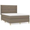 vidaXL Boxspring met matras stof taupe 140x190 cm