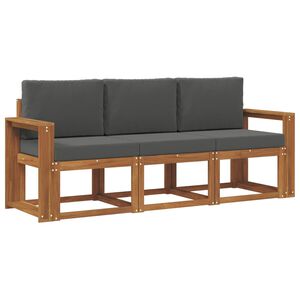 vidaXL Buiten bankenset met kussen 3 pcs Natuurlijk en Antraciet