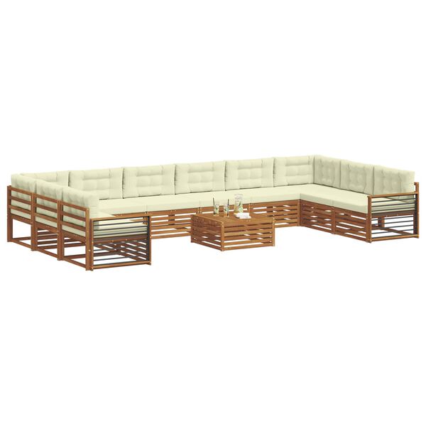 vidaXL Sofa-Sets 11 pcs Natuurlijk en Cr&egrave;me Massief Acaciahout