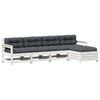 vidaXL 5-delige Loungeset met kussens massief grenenhout wit