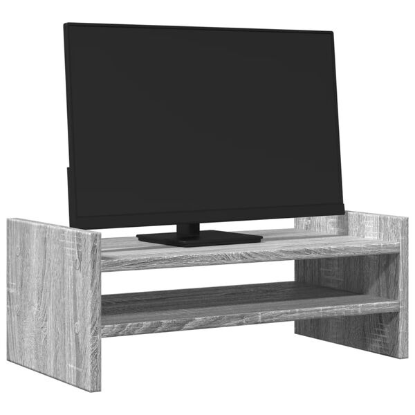 vidaXL Monitorstandaard 50x27x20 cm bewerkt hout grijs sonoma eiken